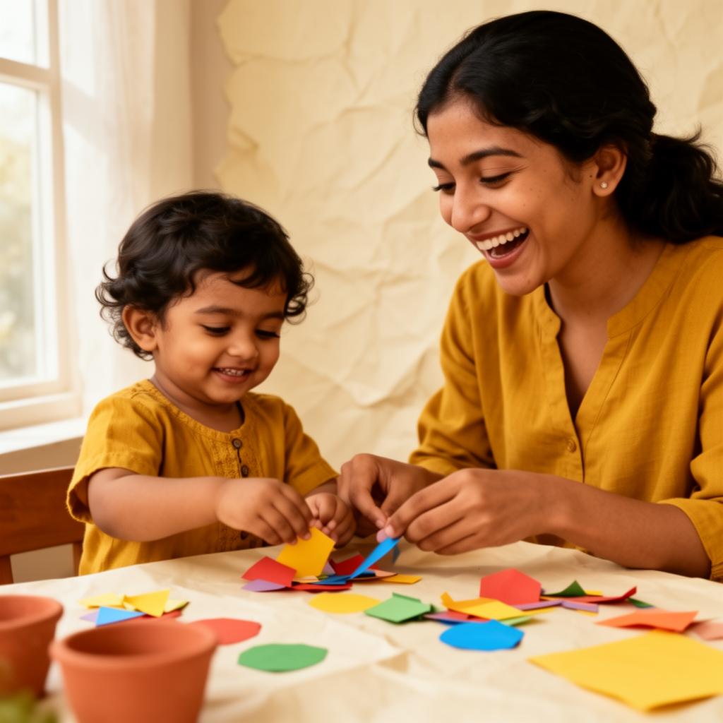 Kaleidocare educator crafting with a child in Mumbai
